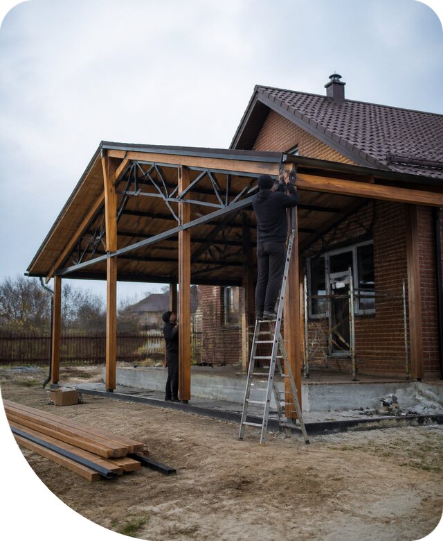 Пристройка навеса к дому и участку в Ижевске под ключ