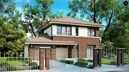 Элегантный двухэтажный дом с боковым гаражом и кабинетом на первом этаже.